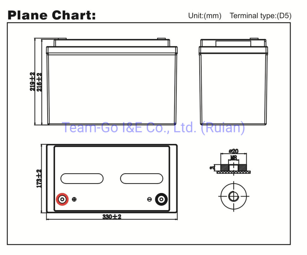 E-Bike Sealed Lead-Acid Battery for Electric Motorcycle 12V 100ah 3hr 6-Evf-100