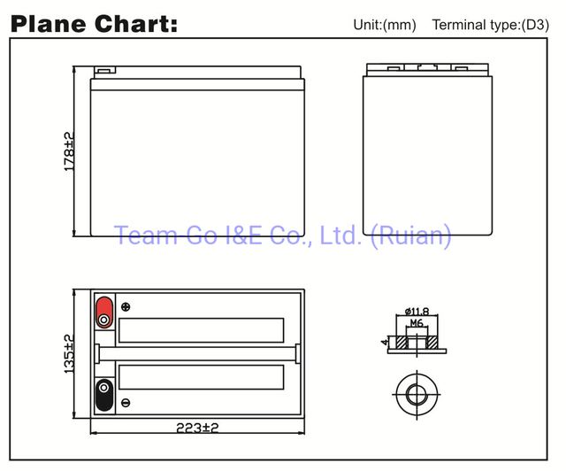 Lead-Acid Battery for Electric Motorcycle with Different Types 6-Dvf-55 12volt